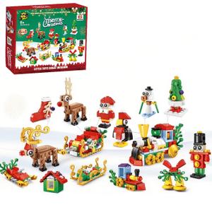 12pcs Interesting And Fun Christmas Stocking Deer Carriage Christmas Train Building Blocks Bricks Toys Christmas Gifts