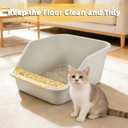 Large Cat Litter Box with High Sides,Cat Litter Pan for Indoor Big Cats,Open Top High Wall Kitty Litter Box with Low Entry for Kitten & Senior Cat,Easy to Clean,Anti-Splashing (Grey & Yellow)