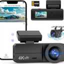 4K Dash Cam Front and Rear, WiFi Dash Cam with 64GB Card, 4K+1080P Dash Camera for Cars, WiFi Car Camera with App Control, 1.47" Screen DashCam with 24H Parking Monitor,G-Sensor