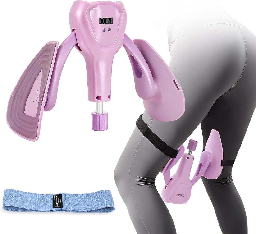 Thigh Trainer and Resistance Band Set, 0-110Lbs Adjustable Pelvic Floor Trainerfor Women, Inner Thigh Toning, Glutes & Full Body Workouts