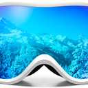 FMY Snowboard/Ski Goggles for Adult,Over Glasses Anti Fog UV Protection Skiing Goggles for Men Women Youth (White/White Ice Blue)