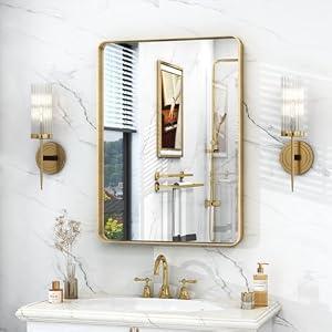 VANLIO 20x30 Inch Gold Framed Bathroom Vanity Mirror