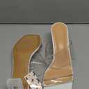 mysoft Clear Heels for Women Transparent Two Strap Block Chunky Square Heel Sandals Open Toe Slip On Sandals, Size 11