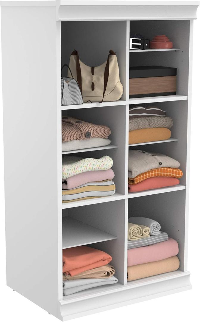 ClosetMaid Modular Storage Shelf Unit with 12 Adjustable Shelves & Dividers, White