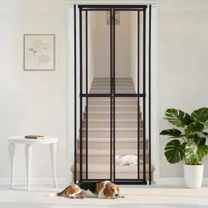 Extra Tall Cat Gate for Doorway 75.2 Pressure-Mounted Transparent Cat Gate for Pets, Fits 30-36" Width, No Wall Drilling, Ideal for Stairs, Hallway, Indoor Safety Barrier