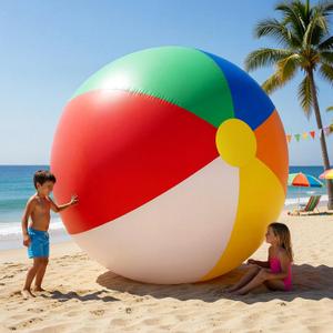 Shappy 8 FT Giant Inflatable Beach Ball Decoration Jumbo Blow Up Rainbow Beach Balls with Built-in LEDs for Pool Beaches Yard Lawn Garden Decor
