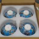 ACMLIFE Bone China Dinnerware Set for 4, 12-Piece Vintage Floral Dinnerware Set, Kitchen Plates and Bowls Set, Thanksgiving Christmas Gifts for Women (Blue)