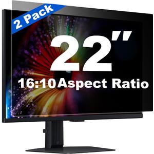 [2 Pack] 22 Inch Computer Privacy Screen for 16:10 Aspect Ratio Widescreen Monitor, Eye Protection Anti Glare Blue Light Filter Shield, Removable Anti-Scratch Anti Spy Protector