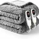Heated Blanket Electric Queen Size 84"x90" Grey - Soft Thick Sherpa Electric Blanket with 9 Heat Levels and 1-10 Hours Timer Auto Off, Washable & ETL Certified, Gifts for Women - Grey