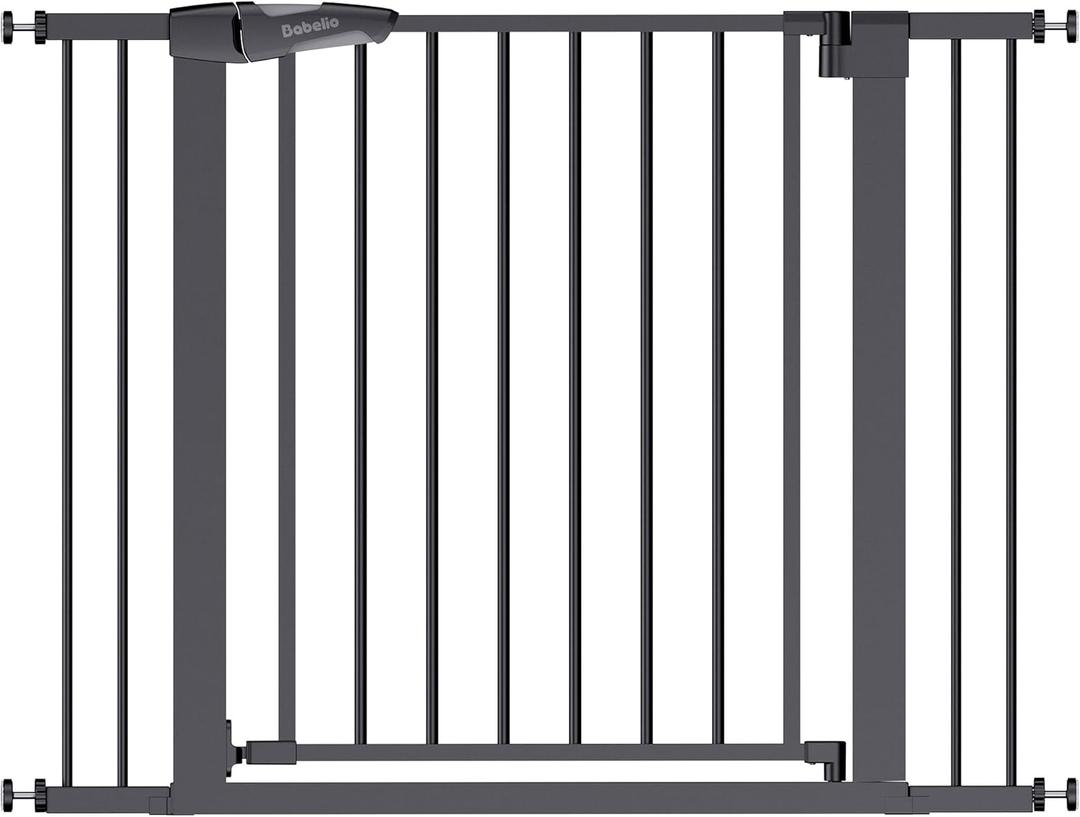 Babelio Baby Gate, 29-43" Auto-Close Easy Install Pet Gate, PressGuard P7 Extra Wide Walk Thru Child Safety Gate, 30" Tall Pressure-Mounted Metal Dog Gate for Doorways & Stairs, Black