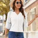 Bbonlinedress Women's 3/4 Short Sleeve Cardigans Lightweight Winter Cropped Sweater Button Up Knit Tops Shrug 2025 (White, S)