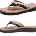 Men's Flip Flop with Arch Support Comfort Beach Thong Sandals Lightweight Non Slip Sole Durable Walking Summer Orthotic Slipppers Indoor and Outdoor (7, Khaki)