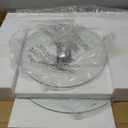 iDesign Round Drink Table - Pedestal Drink Table for Small Spaces - Clear/Chrome (16 inch)