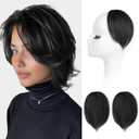 REECHO Clip in Hair Volumizer, 2PCS 6 inch Short Thick Clip in Hairpieces Adding Extra Volume Hair Extensions for Women (Black)