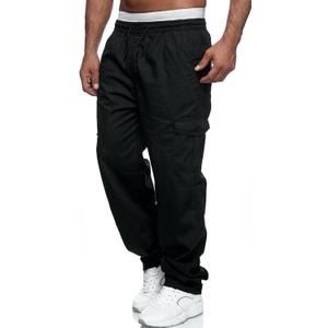 WZIKAI Mens Cargo Pants Relaxed Fit Drawstring Joggers Sweatpants for Men Workout Casual Long Trousers (3X-Large, Black)