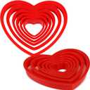 Jingmore 2 Sets Plastic Heart Cookie Cutters Valentine Heart Pancake Mold for Baking Cakes, Biscuits, and Sandwiches(Red)