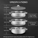 AuFranc 5 Quart Steamer for Cooking - Stainless Steel Steam Pot with Steamer Basket, Multipurpose Cooking Stock Pot with Tempered Glass Lid, Non-Toxic Cookware for Slow Cooking and Steaming (Silver)