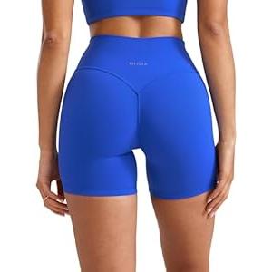 Womens High Waist No Front Seam Scrunch Butt Biker Shorts 5 Inches V-Back Scrunch Booty Gym Workouts (XX-Small, Black)