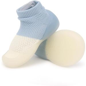 Baby Girls Boys First Walking Shoes Non Slip Soft Sole Sneakers Toddler Infant Sock Shoes Slipper socks (12-18 Months Toddler, Blue)