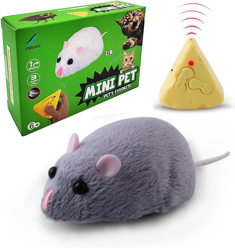 Tipmant Mini Sized RC Mice IR Remote Control Rat Mouse Animal Prank Joke Scary Trick Toys for Cat Dog Kids Christmas Birthday Gifts (Grey)