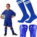 Soccer Shin Guards and Socks for Toddler Kids, Lightweight Soccer Shin Pads & Sleeves Equipment, Protective Defender Gear for 3-6 Years Old Children Boys Girls Sports Game (Blue)