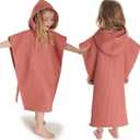 ZICOTO Soft Hooded Beach Towel for Kids - Cute Towel for Babies and Toddler Made of Waffle Cotton - Perfect Lightweight and Absorbent for Bath, Beach, Pool (Medium (3-6 yrs), Terracotta)