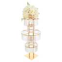 5 Tier Gold Vases Centerpieces Stands 43.3" Tall Crystal Flower Stand Wedding Flower Stand Decor Chandelier Pedestal Stand for Stage.  Missing Parts