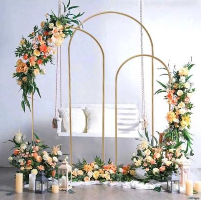 Set of 3 Metal Wedding Arch Backdrop Stand, Arch Backdrop Stand for Wedding, Birthday Party Ceremony Anniversary Celebration Graduation Decoration Door Arch Frame