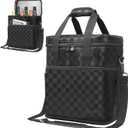 opux 6 Bottle Carrier Tote | Insulated Padded Wine Cooler Bag for Travel. Picnic, BYOB | Portable Leakproof Wine Tote Bag for Dinner, Party, Christmas, Wine Gift for Women, Men (Black Square)