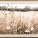 ASTRDECOR Framed Nature Wall Art Prints, Vintage Wildflower Field Landscape Canvas Wall Art Bedroom, Autumn Oil Painting Botanical Artwork, Plant Pictures Farmhouse Wall Decor Living Room - 16''x24''