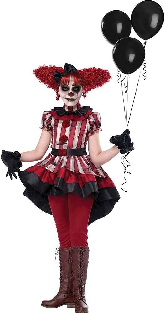 Wicked Clown Costume Girl's (X-Large, Black/Red/Cream)
