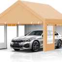 Heavy Duty Carport 13x20 FT Oversized Portable Garage with 4 Doors & 4 Windows, Reinforced Frame, All Weather Protection Outdoor Shelter Canopy for Cars, Boats, Trucks, BBQ and Gatherings (Yellow)