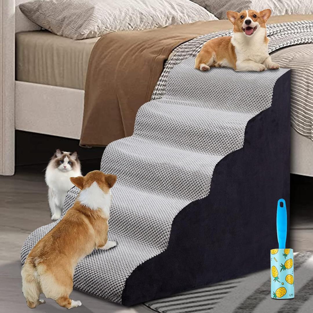 Foam 5 Step Dogs Stairs & Steps Ramps for High Beds 25-30inches, LitaiL 25inch High Pet Stairs/Steps for High Beds, High Density Dog Ramps/Ladders Best for Older Dogs/Cats Foam 5 Step Dogs Stairs & Steps Ramps for High Beds 25-30inches, LitaiL 25inch High Pet Stairs/Steps for High Beds, High Density Dog Ramps/Ladders Best for Older Dogs/Cats