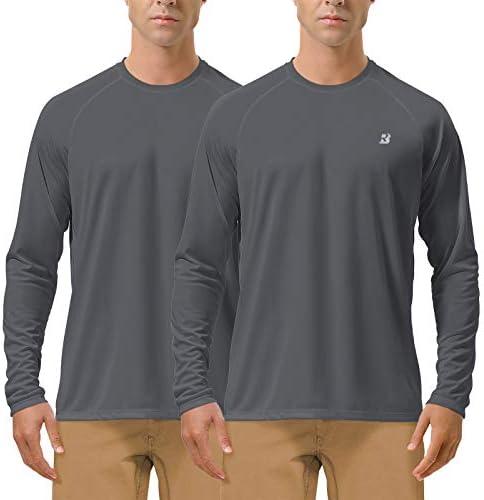 Roadbox Mens UPF 50+ UV Sun Protection Shirts Outdoor Long Sleeve SPF Rash Guard for Fishing Hiking Swimming Running, Large