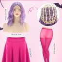 Mepase 3 Pcs Halloween Witch Mad Madam Costume Accessories Wizard Duel Cosplay Include Half Length Skirt Purple Short Wig and Sock for Women Animated Movie Cosplay