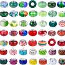 Aipridy Assortment European Large Hole Beads Spacer Beads Rhinestone Craft Beads for DIY Charms Bracelet Jewelry Making (Emerald-Siam)