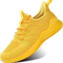 KEEZMZ Womens Ladies Walking Running Shoes Slip On Lightweight Casual Tennis Sneakers Clothes Shoes (10, Yellow)