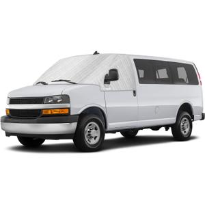 Windshield Sun Shade for 2003-2026 Chevrolet Chevy Express 1500 3500 4500/ GMC Savana, External 5-Layer Reflective Sunshade for 2003-2026 Chevrolet Express 1500 3500 4500