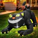 4FT Black Cat Halloween Inflatable Decoration Halloween Scary Blow Up Decor with LED Lights Indoor Outdoor Yard Graden Party Holiday Decoration