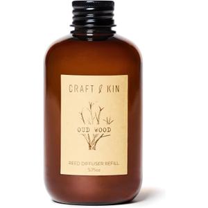 Oud Wood Reed Diffuser Oil Refill | Reed Diffuser Refill for Craft & Kin Diffusers | Long Lasting Home Fragrance - 5.75 oz