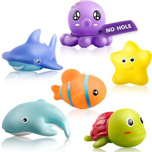 Hely Cancy Infant Bath Toys for 18 Months - No Hole Animal Bathtub Toys, Baby Bath Tub Toys