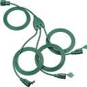 DEWENWILS 13Ft End to End Outdoor Extension Cord Multiple Outlets, Evenly Spaced 3 Outlets Plugs with Cover, 16/3 SJTW Weatherproof Wire for Outdoor String Lights and Holiday Decorations, 1 Pack (Green)