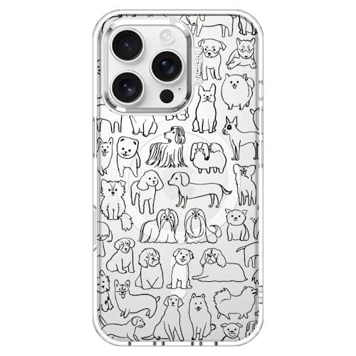 MOSNOVO Case for iPhone 16 Pro, [Compatible with Magsafe] [Buffertech 6.6ft Military-Grade Drop Protection] [Anti Peel Off Tech] Clear Phone Case Design - Doodle Dog