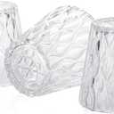 Textured Glass Lamp Shades with Decorative Pattern, 1-5/8 inch Fitter, Cylinder Glass Shade Covers Replacement Globe for Pendant Light fixtures Floor lamps Wall Sconces,3 Pack