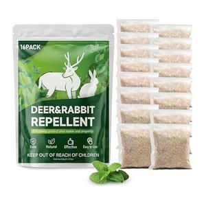 16 Pack Deer & Rabbit Repellent Pouches, Effective Garden Animal Repellent to Protect Plants, Flowers & Yard – Long-Lasting, Weather Resistant, Easy to Use