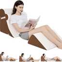 4PCS Orthopedic Bed Wedge Pillow Set for Post Surgery&Pain Relief,Adjustable Wedge Pillow for Back,Acid Reflux,Sitting up in Bed,Recovery,Snoring,Body Pillow for Sleeping (White/Dark Brown)