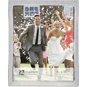 Malden International Designs 8x10 Silver Glitter Metal Picture Frame