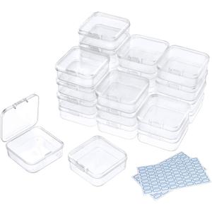 DUOFIRE Containers with Lids 24 Pack Plastic Box Clear Storage Containers Bead Organizer for Crafts, Jewelry, Small Items (2.1x2.1x0.8 Inches)