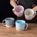AmorArc 24 Ounces Soup Bowls with Large Handles and Lids, Stoneware Bowls for Soup, Cereal, Stew, Noodle, Colourful Ceramic Kitchen Bowls, Microwave & Dishwasher Safe (Multi-Color2, Set of 2)