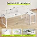 PRAISUN 53" L Shaped Computer Desk, Power Outlets, Monitor Stand, White